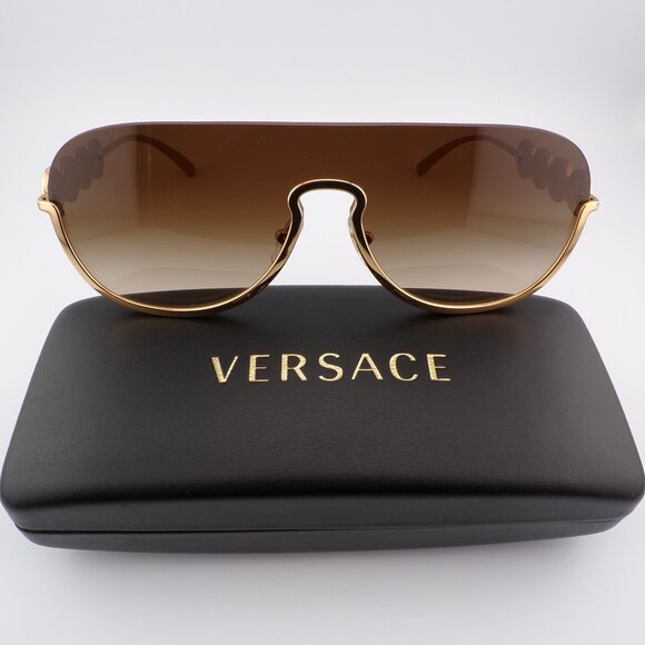 VERSACE Gold Gradient Semi Rimless Shield Shades, Medusa Logo Single Lens VE2215 main image 15